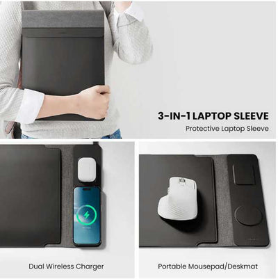4 in 1 Wiresless Charging Laptop Sleeve: