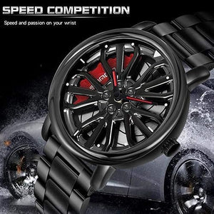 Men's Creative 3D Car Wheel Rotating Wrist Watch