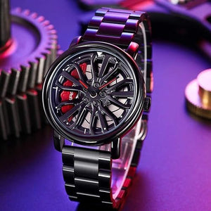 Men's Creative 3D Car Wheel Rotating Wrist Watch