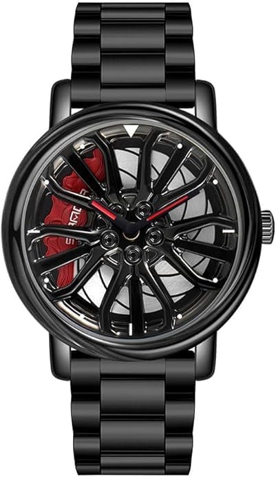 Men's Creative 3D Car Wheel Rotating Wrist Watch
