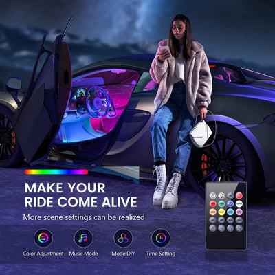 RGB Car Interior Neon Lights with Wireless Remote Control