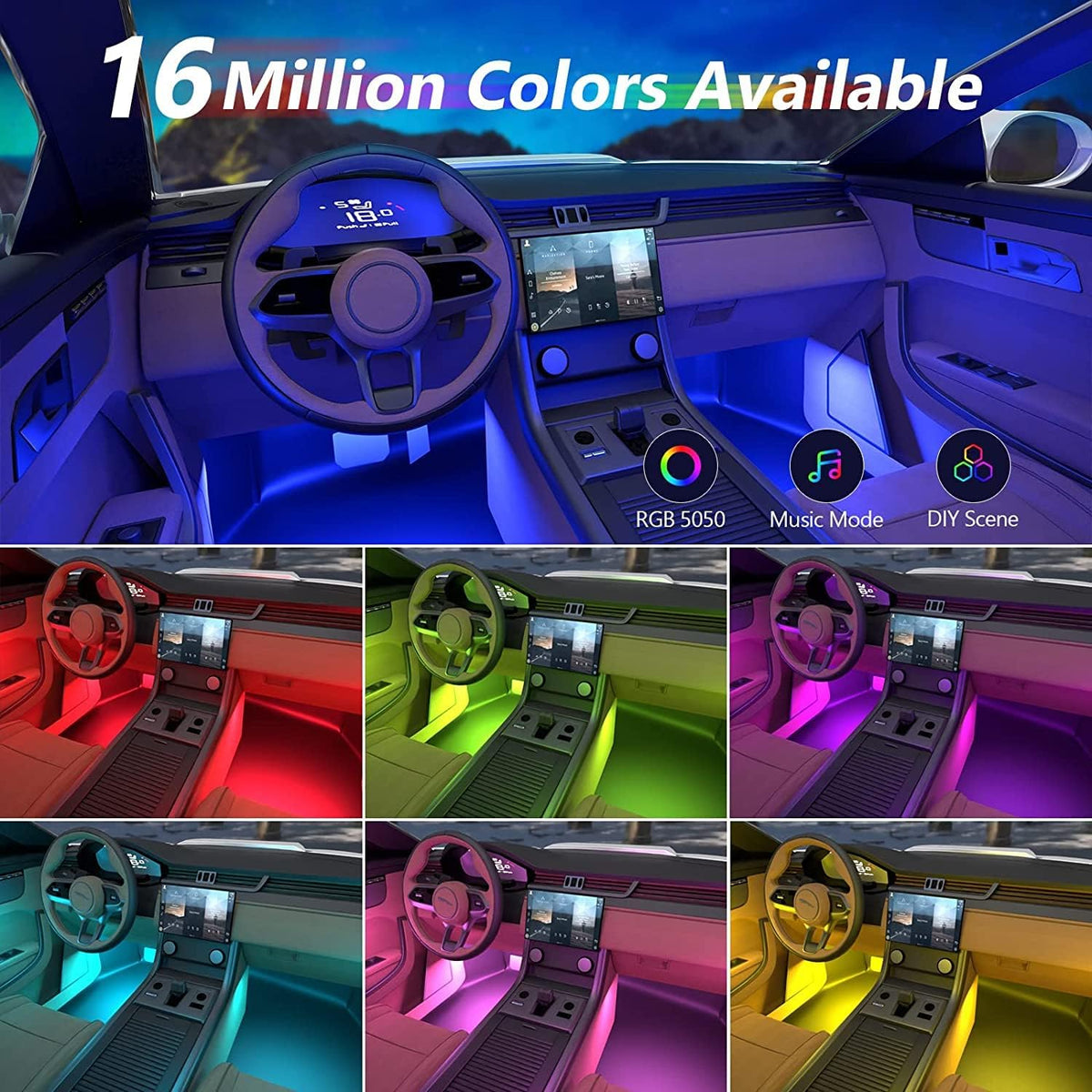 RGB Car Interior Neon Lights with Wireless Remote Control